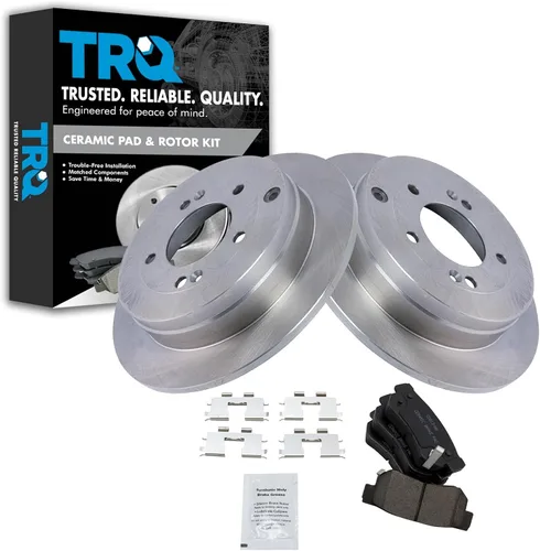 Vista 158 de TRQ Juego de pastillas de freno y rotor de cerámica trasera compatible con Honda Accord V6 1998-02 3.0L con frenos de disco traseros 02-06 Acura RSX