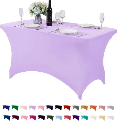 Vista 124 de Mantel de elastano para mesa de 6, 4 o 8 pies, universal, ajustable, para fiestas, banquetes, bodas y eventos, color verde manzana