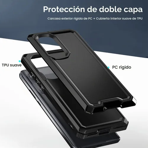 Vista 5 de Funda resistente para Motorola Edge 2022, Moto Edge 2022 con protector de pantalla, cubierta a prueba de caídas de grado militar, carcasa protectora