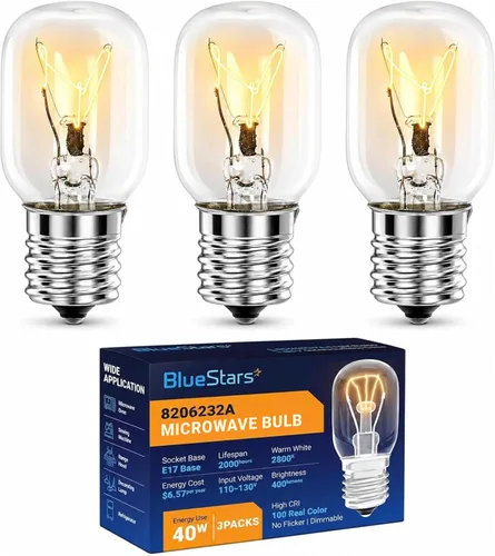 Vista 8 de BlueStars - 2 paquetes de bombilla para horno microondas 8206232A, 40 W, 125 V, base E17, compatible con la bombilla de microondas bajo capó