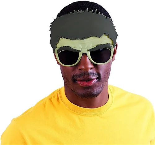 Vista 3 de Sun-Staches Sunstaches Marvel Avengers Hulk - Gafas de sol de personaje, recuerdos de fiesta, UV400, 8 pulgadas