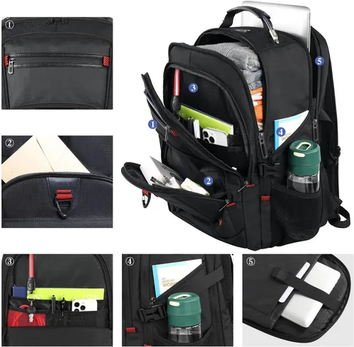Vista 4 de Z-MGKISS - Mochila de viaje extra grande, 52L, TSA, 17.3 pulgadas, antirrobo, mochila grande de 17 pulgadas para portátil de negocios, para hombres