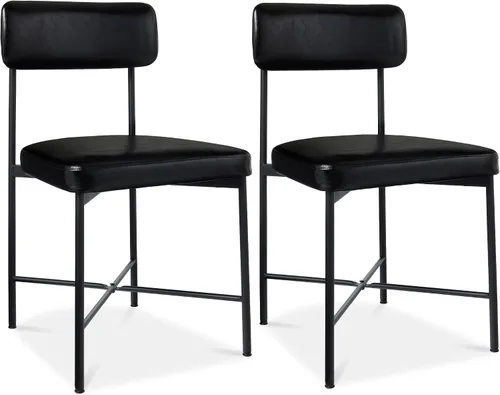 Vista 10 de Best Choice Products Juego de 2 sillas de comedor de piel sintética, altura estándar, cojines acolchados con marco de metal para cocina y comedor
