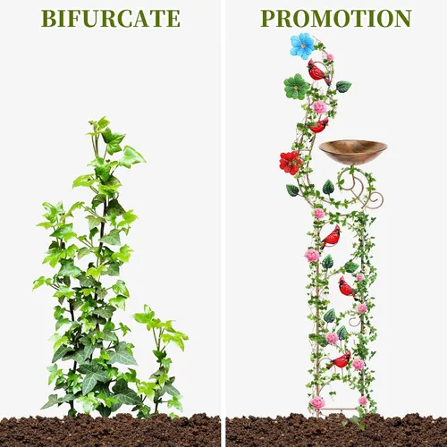 Vista 4 de YADOOLIFE Bañera para pájaros de 57 pulgadas con enrejado de jardín para plantas trepadoras al aire libre, pequeños enrejados decorativos de metal