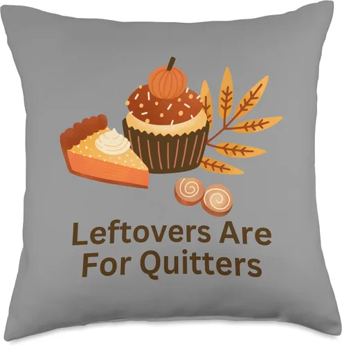 Vista 5 de leftovers are for quitters Bonita almohada de calabaza para cupcakes y pasteles, 16 x 16 pulgadas, multicolor