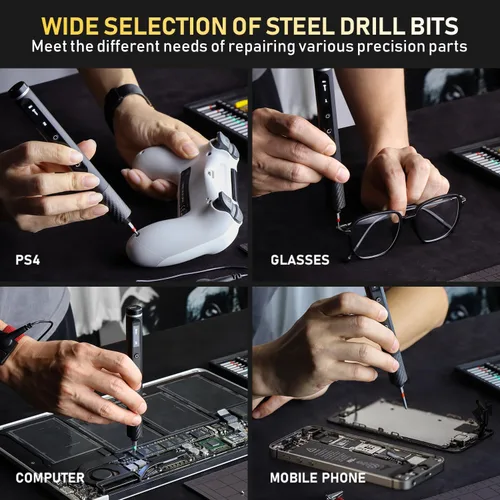 Vista 5 de Juego de destornilladores pequeños, destornillador eléctrico 71 en 1 inalámbrico con luz LED, 5 ajustes de torque, MAX 0.6Nm, juego de 42 puntas