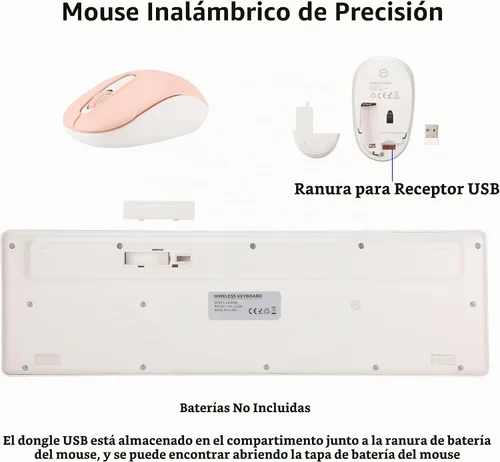 Vista 6 de Combo de teclado y ratón inalámbricos, combo de teclado y ratón inalámbrico silencioso de 2.4G para Windows Chrome Laptop Computadora PC