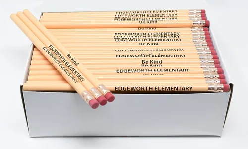 Vista 12 de Pencil Guy Lápices redondos impresos personalizados promocionales.-500 por caja Rosado