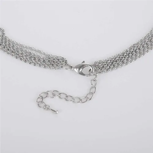 Vista 7 de Collar a capas con cristal para mujer, gargantilla con cadena de plata gruesa, regalo de cumpleaños para mujer