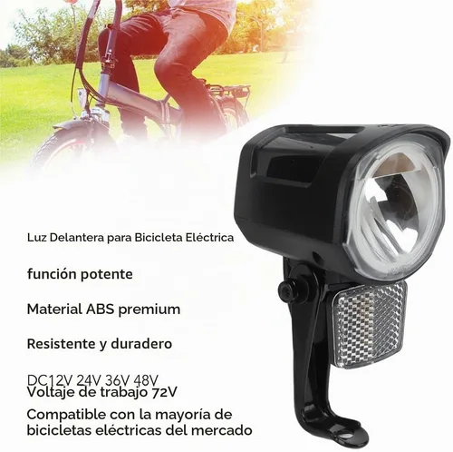 Vista 7 de Faro delantero de bicicleta eléctrica LED de 12 V-72 V, conector universal de 2 pines, luz frontal para conducción nocturna en bicicletas y scooters
