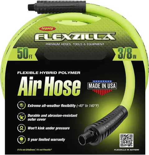 Vista 6 de CRAFTSMAN Compresor de aire, 20 galones, 1.8 HP, herramientas de aire sin aceite, manguera de aire roja y Flexzilla, 3/8 pulgadas x 50 pies
