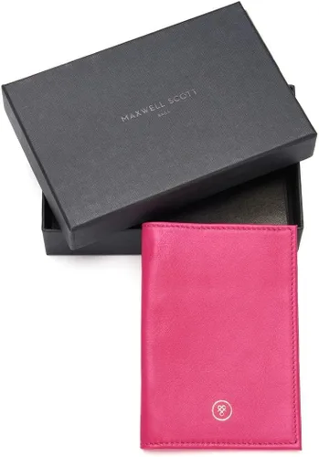 Vista 6 de Maxwell Scott - Funda para pasaporte de piel de lujo, diseño de napa de Prato, hecho a mano en Italia, Rosado, Cartera de viaje