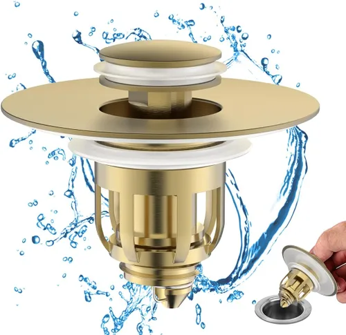 Vista 11 de MUAIOLAUS Tapón universal para lavabo de baño, tapón desplegable para fregadero con cesta para atrapar pelo, filtro de drenaje antiobstrucción