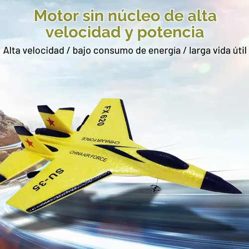 Vista 5 de GoolRC Avión FX620 RC, avión de control remoto de 2.4 GHz, avión RC de 2 canales, modelo de avión EPP planeador RC SU-35 con giroscopio de 3 ejes