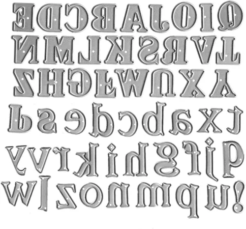 Vista 10 de 26 troqueles de corte de letras mayúsculas, minúsculas, 26 troquelados del alfabeto, plantillas de metal en relieve, molde de plantilla