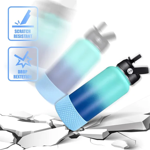 Vista 3 de GLINK Bota de botella compatible con Hydro Flask, Stanley y otros, botella de agua de silicona, bota flexible antideslizante con textura