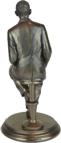 Vista 5 de Figura de 8 pulgadas sentado Presidente Barak Obama tono bronce bruñido