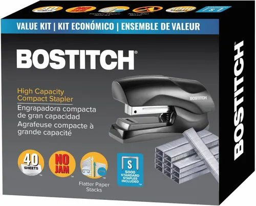 Vista 10 de Bostitch Grapadora de oficina resistente, grapadora de 40 hojas para escritorio, tira completa, incluye 1260 grapas, color negro
