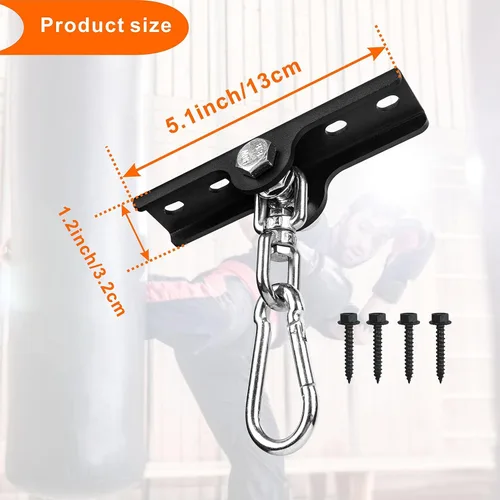 Vista 2 de Colgador de saco de boxeo pesado, gancho de viga de madera para colgar bolsas pesadas, soportes giratorios de 360° para entrenamiento de boxeo, Muay