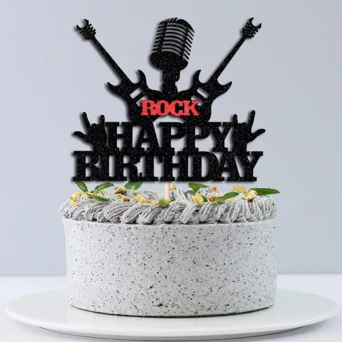 Vista 5 de Decoración de pastel de cumpleaños con temática de Rock & Roll de los años 80 - Suministros para fiestas