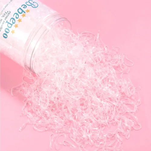 Vista 2 de BEBEEPOO - Bandas elásticas transparentes para el cabello, 2500 bandas de goma para el cabello, mini bandas elásticas transparentes para el cabello