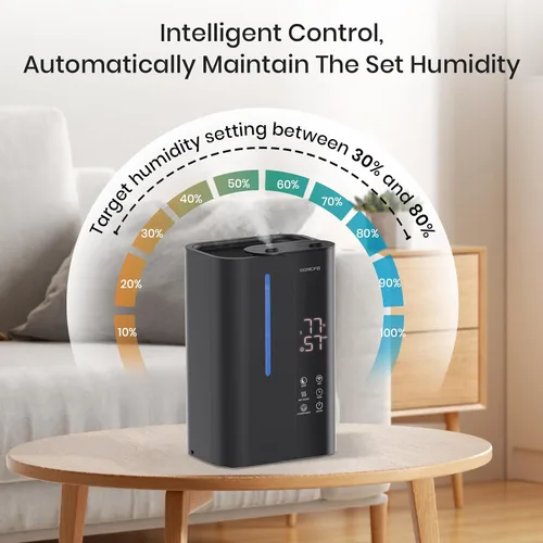 Vista 2 de OGACFO Humidificadores de niebla fría de 5 litros para dormitorio, habitación grande, humidificador de aire inteligente ultrasónico de llenado