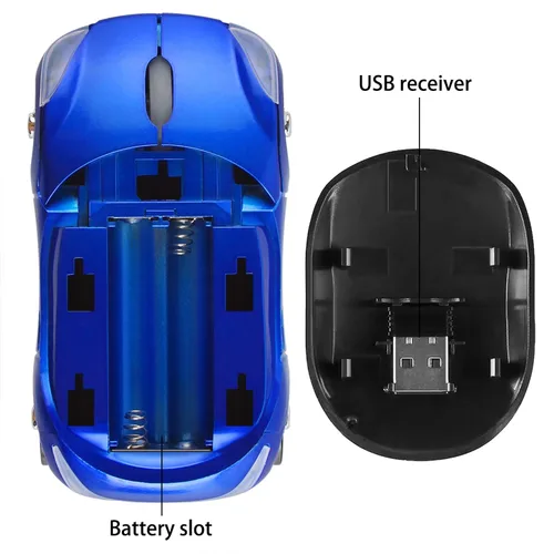 Vista 4 de EALEK, Ratón inalámbrico, mouse con forma de auto 3D, ratón óptico de 2.4 GHz 1600 DPI, lindo mouse USB para PCportátilcomputadora, mouse ergonómico