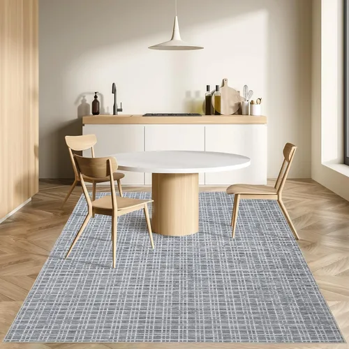 Vista 8 de Zacoo Alfombra de área – 9 x 12 pies gris a cuadros para sala de estar, moderna, lavable, antideslizante, resistente a las manchas, alfombra de casa