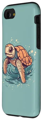 Vista 2 de Funda para iPhone SE (2020) / 7 / 8 Cute Kawaii Sea Turtle in the Ocean