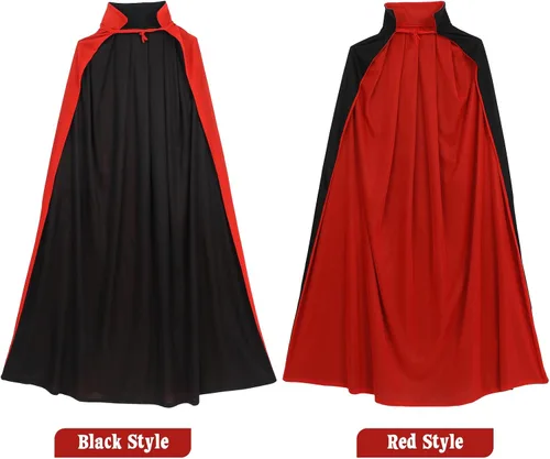Vista 4 de BESPORTBLE Capa de disfraz de vampiro de Halloween, capa de vampiro de doble capa, capa de cuello alto para Halloween, mascarada, cosplay, capa