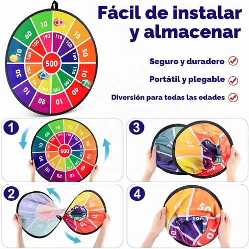 Vista 3 de Hungdao Juego de 3 juegos de carnaval, tablero de dardos con bolas de plástico, conos de plástico, bolsas de frijol, juego de lanzamiento