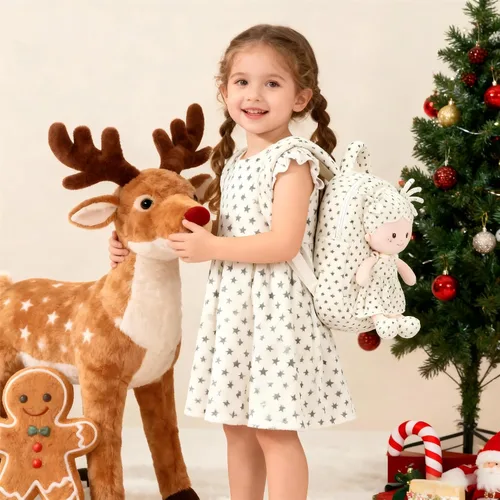 Vista 46 de Onetoo Mochila para niños pequeños, regalos de regreso a clases, mochilas para niñas y niños con muñecas de bebé ligeras y suaves en vestido