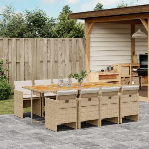 Vista 15 de Juego de comedor de patio de 5 piezas, muebles de exterior sintético de ratán beige, mesa rectangular con 4 sillas, resistente a la intemperie