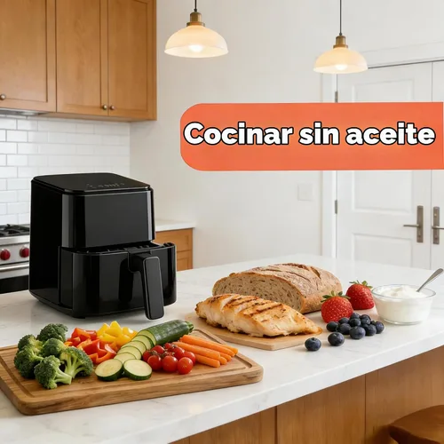 Vista 4 de HealSmart Freidora de aire compacta de 3.17 cuartos de galón, freidora digital pequeña 8 en 1 con 400 °F, cesta antiadherente apta para Negro-3.17 Qt