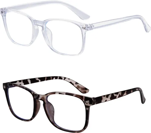 Vista 8 de Paquete de 2 lentes cuadrados de luz azul, unisex, anteojos ligeros para mujer, Halloween, vacaciones, uso diario
