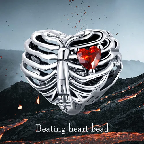 Vista 5 de BABAMIA Dijes de corazón con dije de rosa para pulseras cuentas de plata de ley 925 se adapta a pulseras y collares pavimentados con circonita