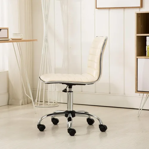 Vista 3 de Roundhill Furniture Fremo Chromel - Silla de oficina ajustable con elevación de aire, color beige