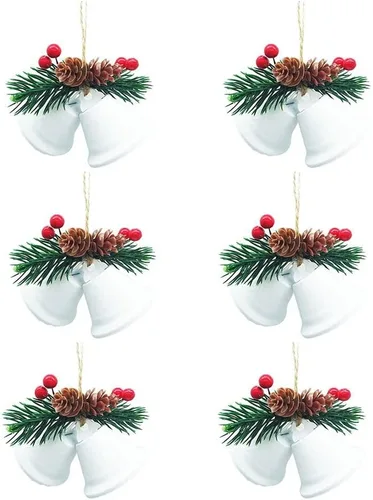 Vista 5 de Adornos de campanas de Navidad, 6 piezas de campanas doradas colgantes, campanas artesanales para decoración de Navidad Dorado