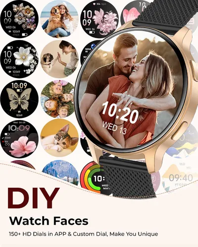 Vista 7 de Reloj inteligente para mujer, rastreador de actividad física HD de 1.27 pulgadas con 4 bandas y juego de regalo de collar, monitor de sueño SpO2