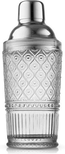 Vista 2 de Godinger Coctelera, coctelera de Martini, coctelera de vidrio - 17 onzas, colección Claro, azul