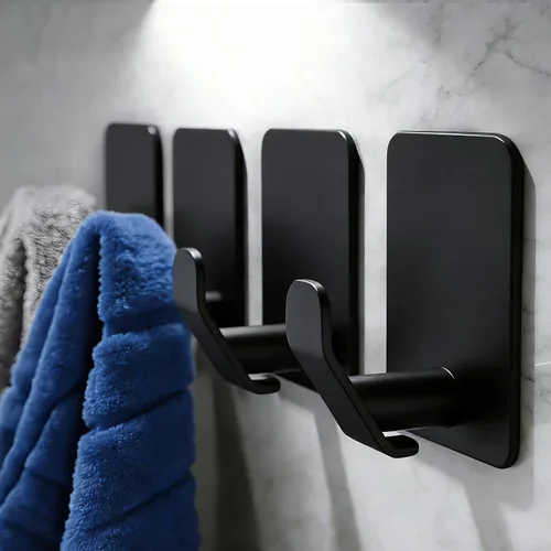 Vista 29 de DELITON Ganchos adhesivos – Paquete de 4 ganchos de pared para toallas/abrigos, para baño o cocina (negro mate, acero inoxidable)