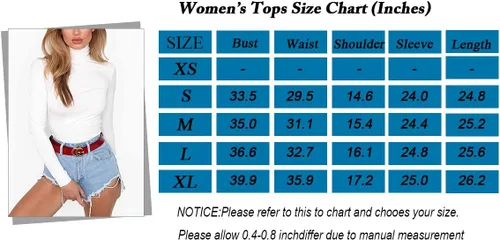 Vista 5 de LOVFEE Camiseta básica de algodón de manga larga y cuello alto suave para mujer