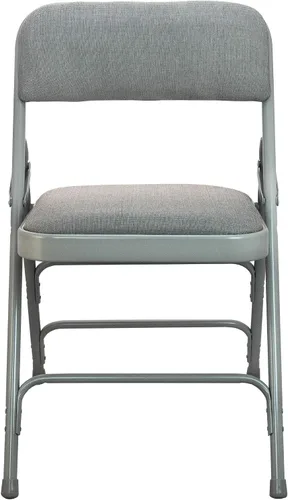 Vista 3 de EMMA + OLIVER Paquete de 2 sillas plegables de metal acolchado gris con asiento de tela