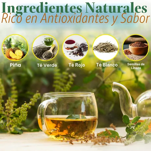 Vista 4 de GN + VIDA - Té Pinalim Mezcla de té de hierbas de piña con té rojo, té verde, té blanco y hoja de sena Sin cafeína Paquete doble