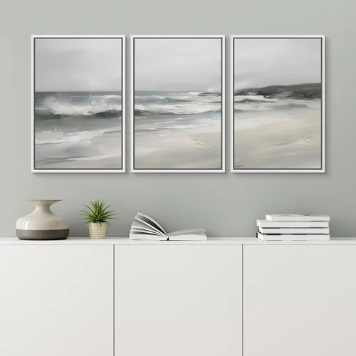 Vista 451 de wall26 Lienzo enmarcado para pared, juego de arte de acuarela pastel, paisaje rural, ilustraciones con formas abstractas, arte moderno, decorativo