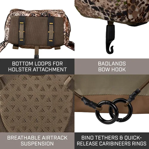 Vista 5 de Badlands Bino Mag 2 - Sistema modular de arnés binocular para un rendimiento y durabilidad óptimos, Approach FX, Mediano