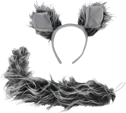 Vista 6 de Big Bad Wolf Ears Tail - Juego de mini máscara de nariz, color gris, talla única, GrisMarrón