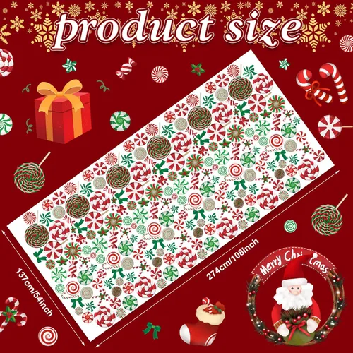 Vista 2 de Buryeah 3 manteles de plástico de Navidad rectangulares de Navidad, con bastones de caramelo, impermeables, para Navidad, vacaciones, invierno