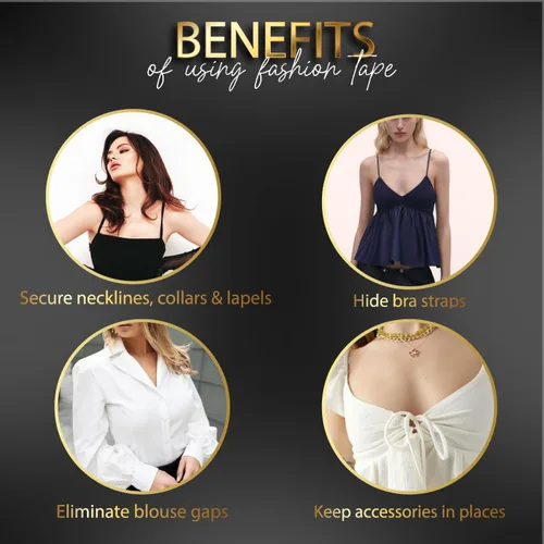 Vista 3 de Cintas de doble cara para ropa, cinta de tela de moda para ropa, cuerpo, todos los tonos de piel