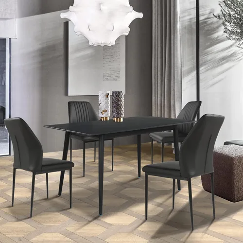 Vista 9 de ZckyCine Silla de comedor de piel sintética, silla de sala de estar, moderna silla auxiliar sin brazos de cocina con patas de metal